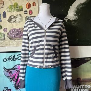 🍓 Y2K Forever 21 Striped Zip Up 🍓